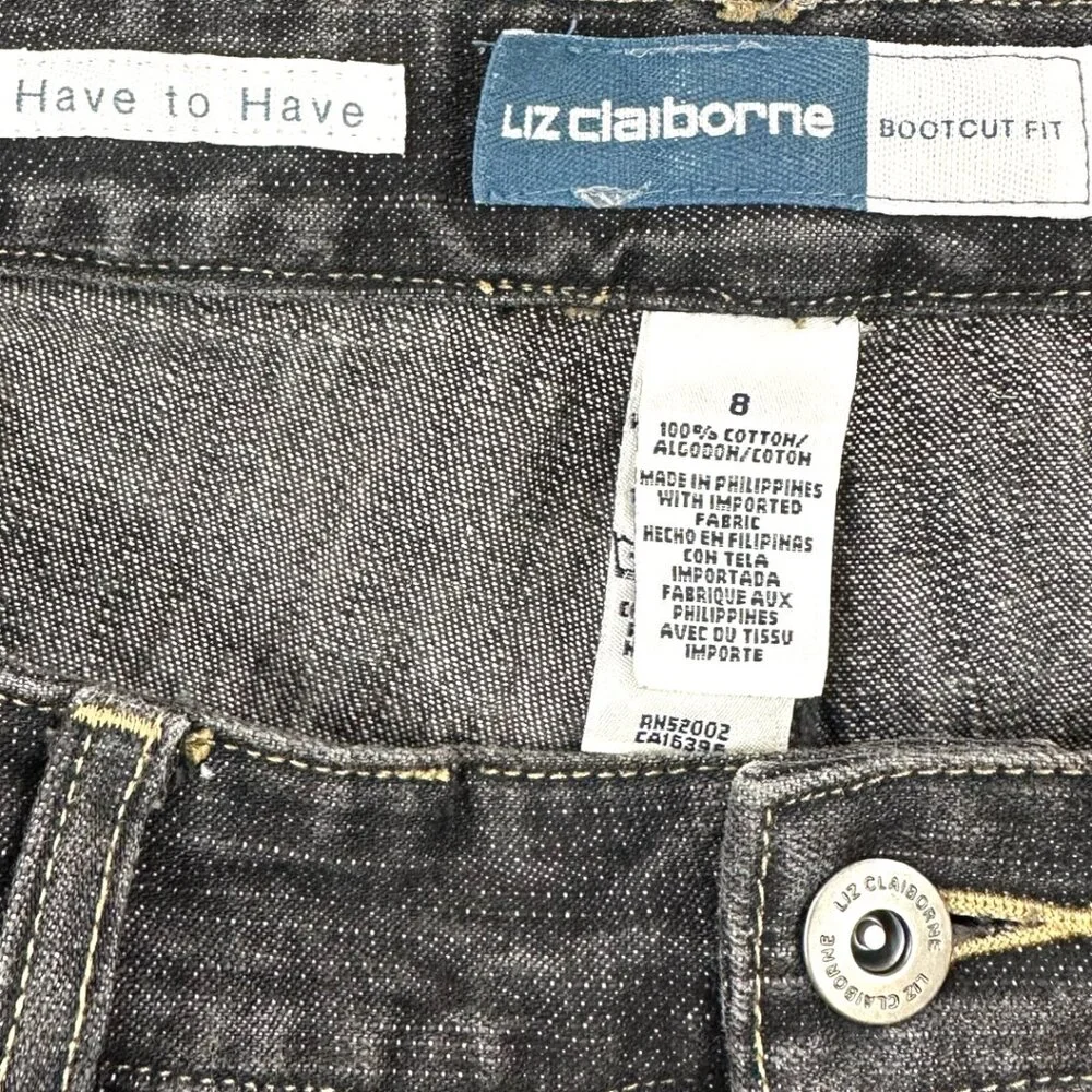 Liz Claiborne Dark Charcoal Washed Straight Leg Jeans